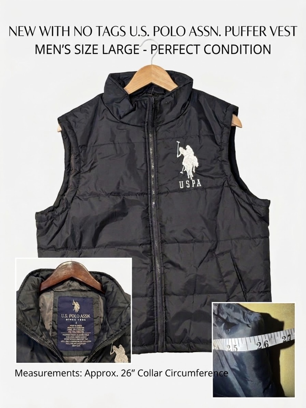 U.S. Polo Assn. Men’s Black Puffer Vest NWOT